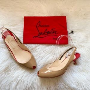 CHRISTIAN LOUBOUTIN Mini Peep Toe Slingback Pumps
